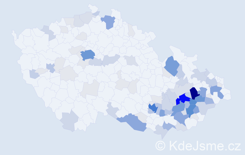 Příjmení: 'Vinklárek', počet výskytů 383 v celé ČR