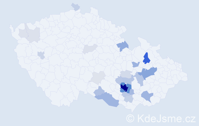 Příjmení: 'Čoupková', počet výskytů 124 v celé ČR