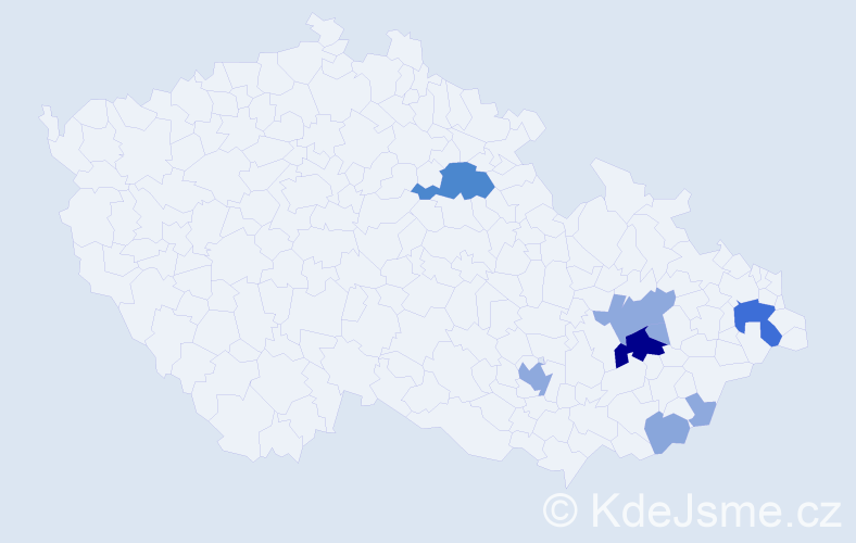 Příjmení: 'Mazániková', počet výskytů 24 v celé ČR