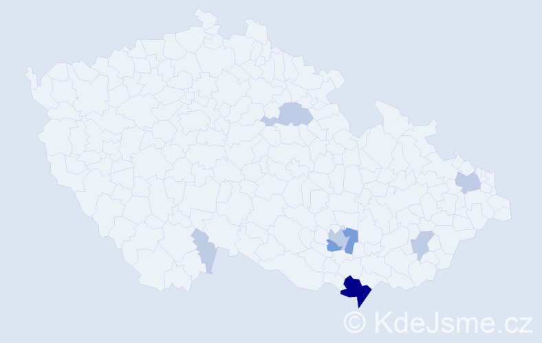 Příjmení: 'Giričová', počet výskytů 18 v celé ČR