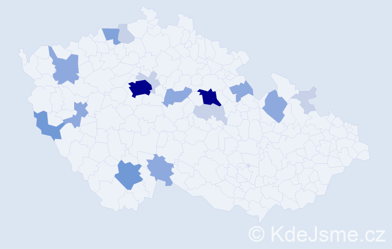Příjmení: 'Pitterová', počet výskytů 53 v celé ČR