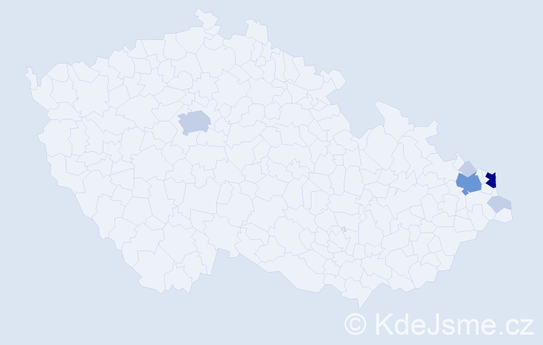 Příjmení: 'Kramny', počet výskytů 18 v celé ČR