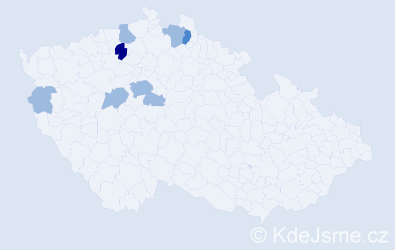 Příjmení: 'Šleprová', počet výskytů 13 v celé ČR