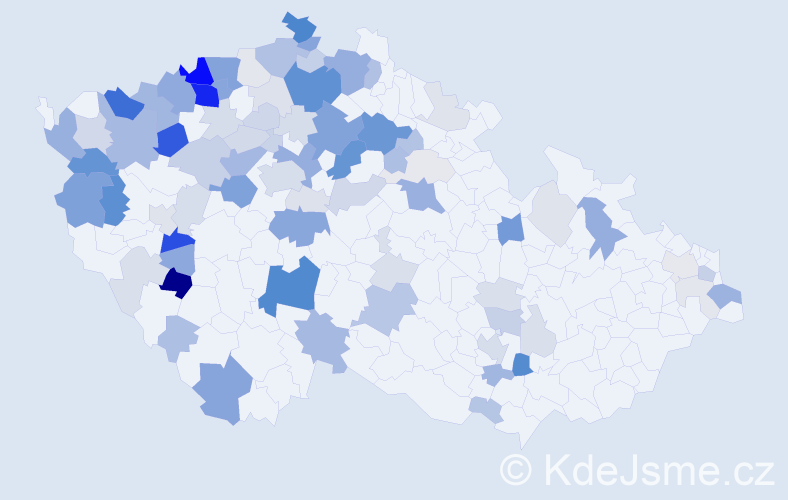 Příjmení: 'Kovačová', počet výskytů 279 v celé ČR
