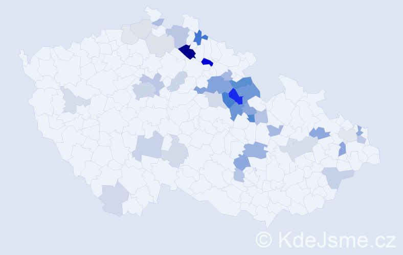 Příjmení: 'Koďousková', počet výskytů 115 v celé ČR