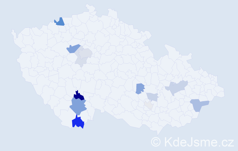 Příjmení: 'Berec', počet výskytů 35 v celé ČR