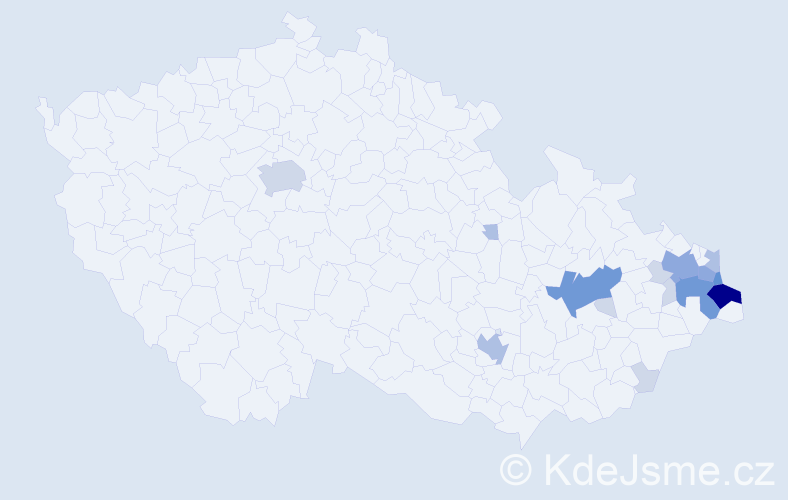Příjmení: 'Kaczmarczyková', počet výskytů 48 v celé ČR
