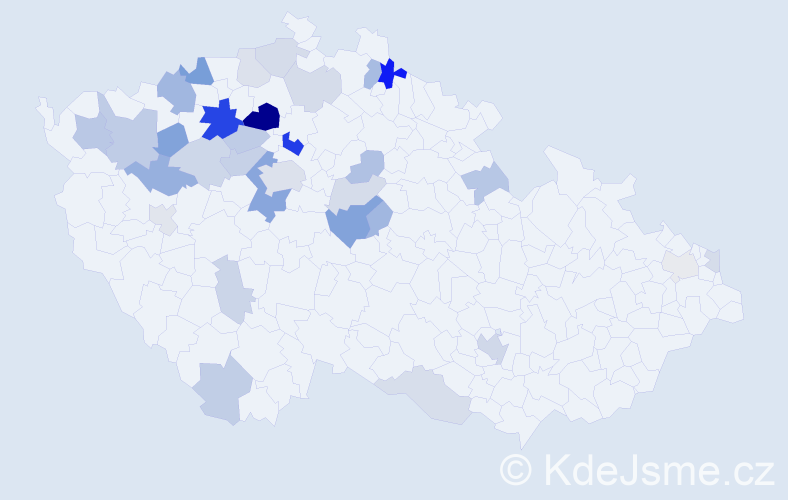 Příjmení: 'Rajnyšová', počet výskytů 74 v celé ČR