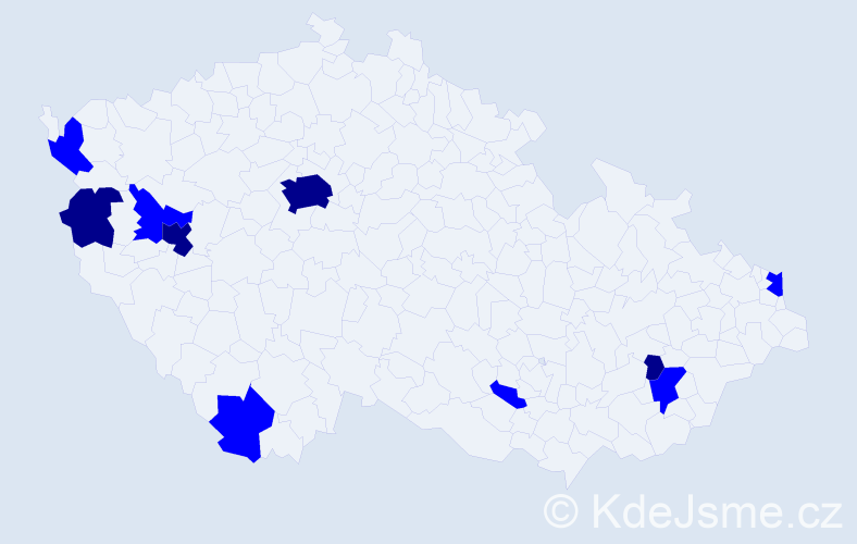 Příjmení: 'Kuczman', počet výskytů 14 v celé ČR