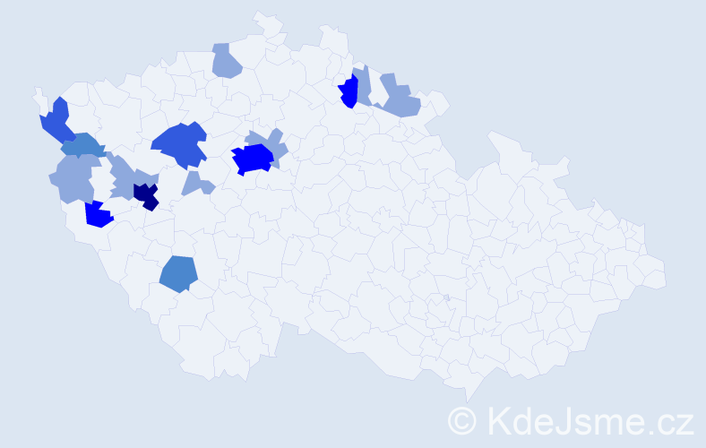 Příjmení: 'Regál', počet výskytů 34 v celé ČR