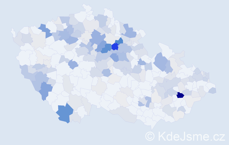 Příjmení: 'Kulich', počet výskytů 628 v celé ČR