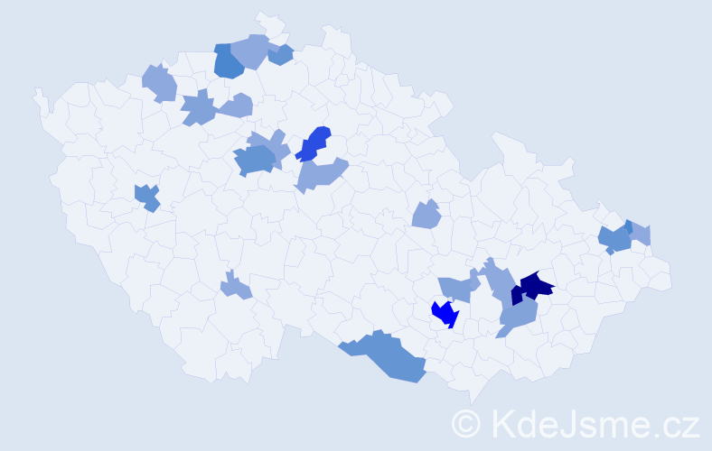 Příjmení: 'Biháriová', počet výskytů 58 v celé ČR