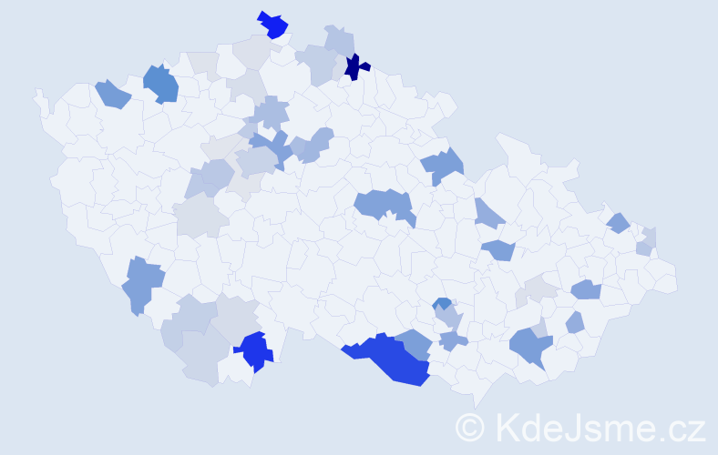 Příjmení: 'Ilková', počet výskytů 149 v celé ČR