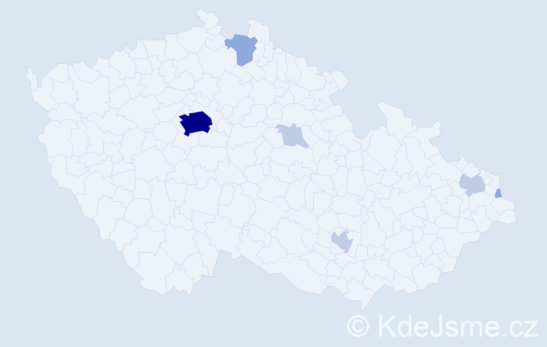 Příjmení: 'Bonev', počet výskytů 17 v celé ČR
