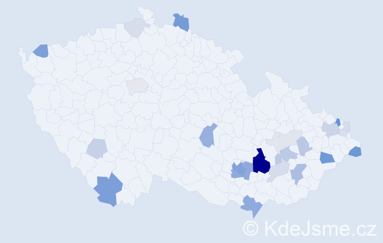 Příjmení: 'Modlitba', počet výskytů 70 v celé ČR