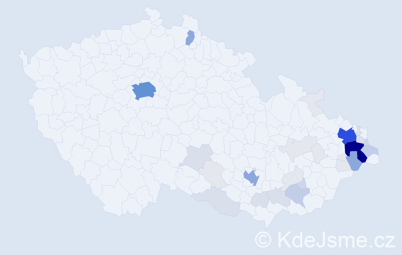 Příjmení: 'Klimánek', počet výskytů 146 v celé ČR