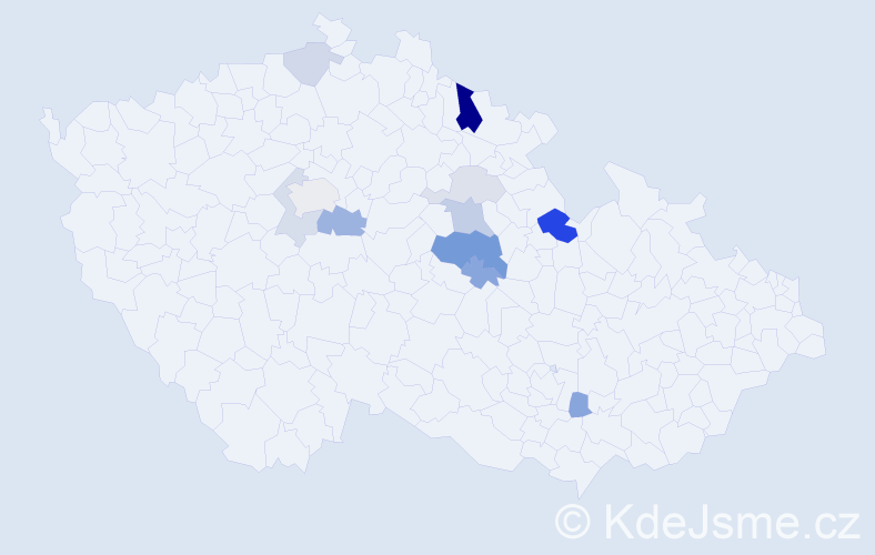 Příjmení: 'Celarová', počet výskytů 26 v celé ČR