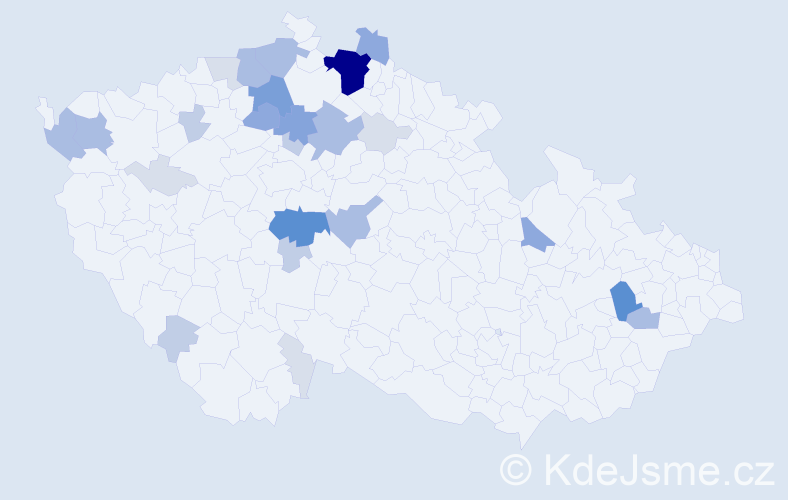 Příjmení: 'Kraka', počet výskytů 95 v celé ČR