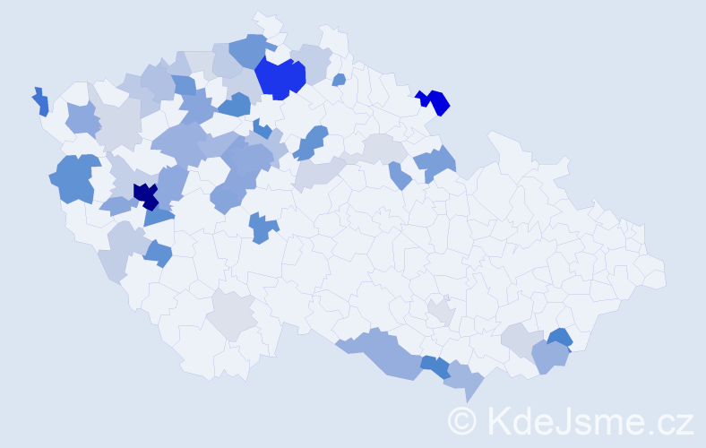 Příjmení: 'Rajchlová', počet výskytů 147 v celé ČR