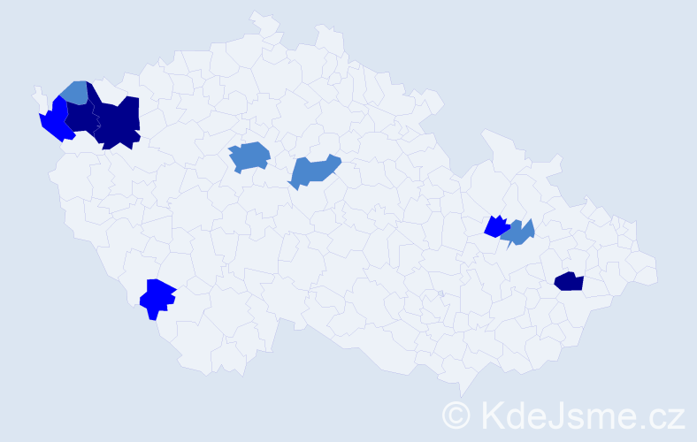Příjmení: 'Cimbala', počet výskytů 19 v celé ČR