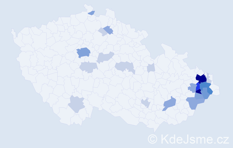 Příjmení: 'Bjačková', počet výskytů 68 v celé ČR