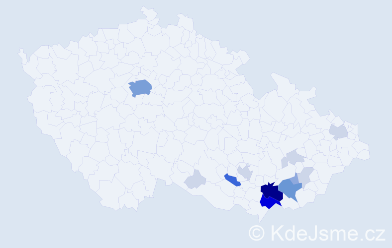 Příjmení: 'Frolec', počet výskytů 50 v celé ČR