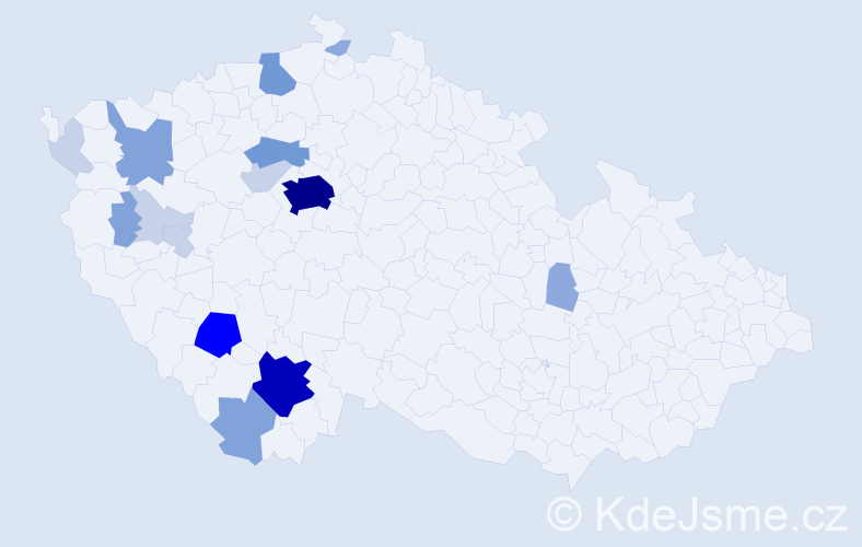 Příjmení: 'Prušák', počet výskytů 61 v celé ČR