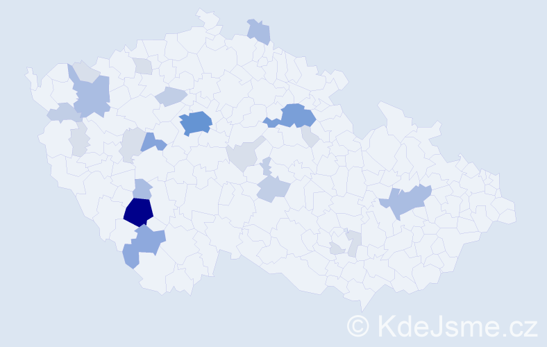 Příjmení: 'Bažatová', počet výskytů 69 v celé ČR