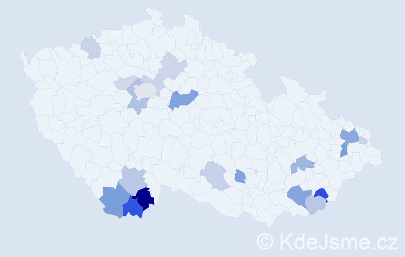 Příjmení: 'Čierný', počet výskytů 41 v celé ČR