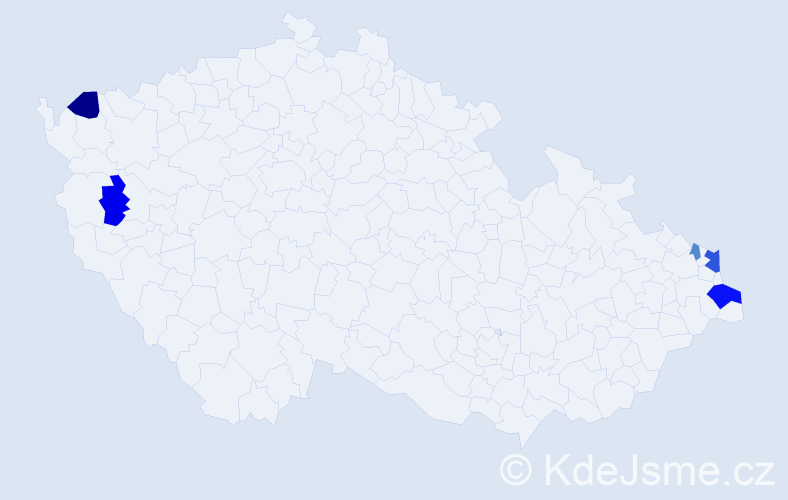 Příjmení: 'Suchy', počet výskytů 9 v celé ČR