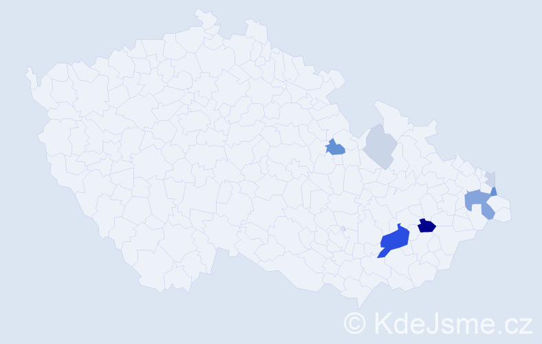 Příjmení: 'Terešková', počet výskytů 21 v celé ČR