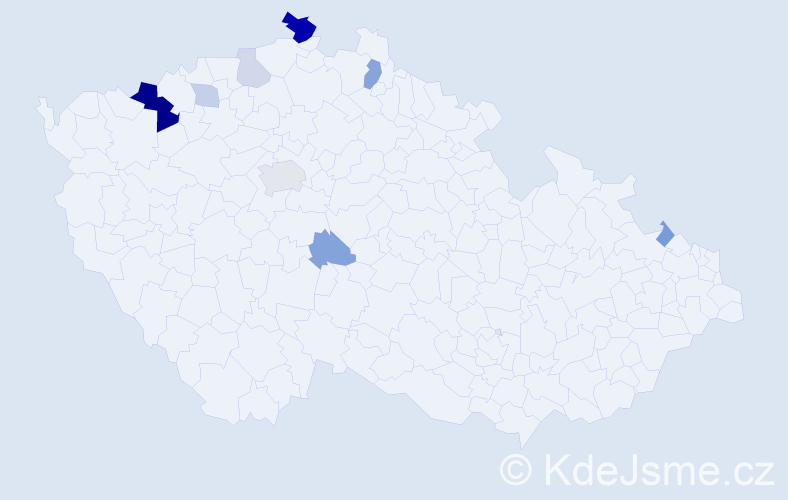 Příjmení: 'Ficaj', počet výskytů 21 v celé ČR