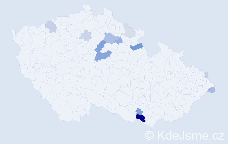 Příjmení: 'Ramšáková', počet výskytů 27 v celé ČR
