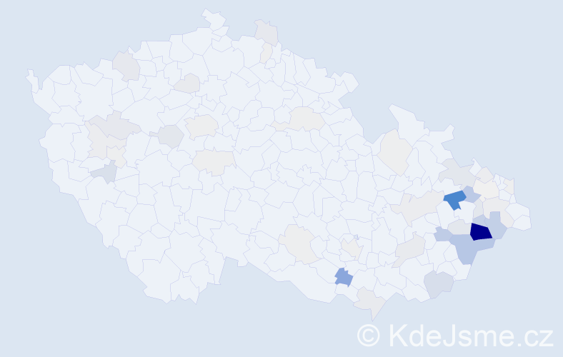 Příjmení: 'Divín', počet výskytů 170 v celé ČR