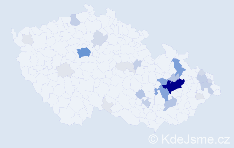 Příjmení: 'Vaca', počet výskytů 108 v celé ČR