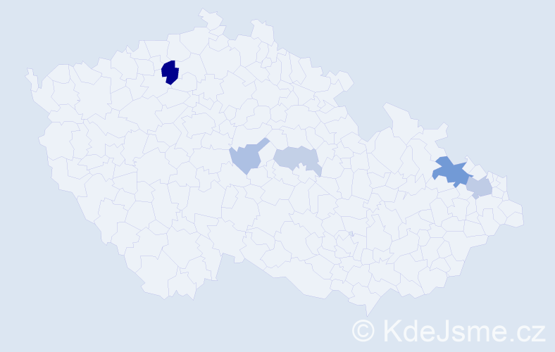 Příjmení: 'Kotán', počet výskytů 13 v celé ČR