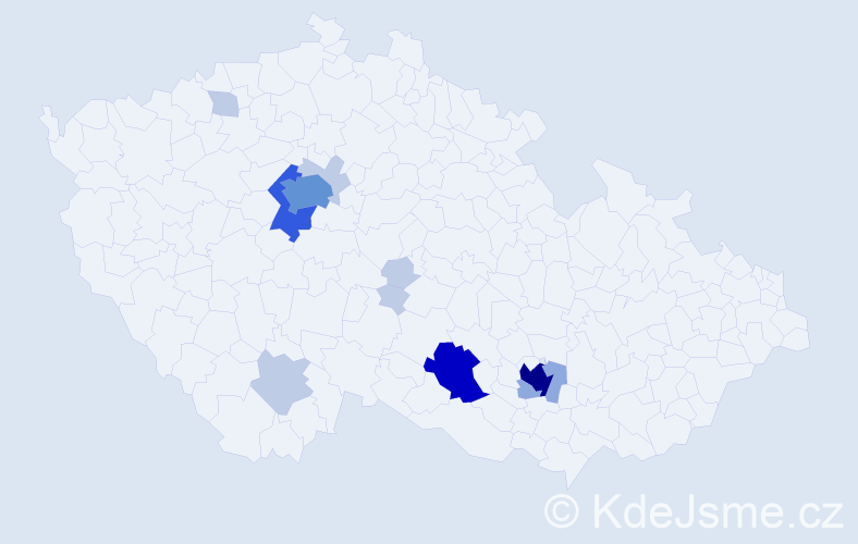 Příjmení: 'Weigner', počet výskytů 36 v celé ČR