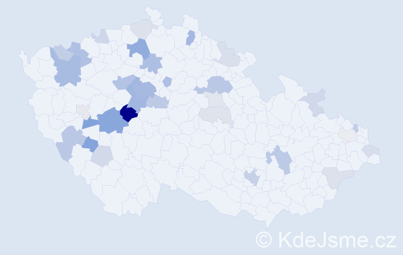 Příjmení: 'Karnet', počet výskytů 105 v celé ČR