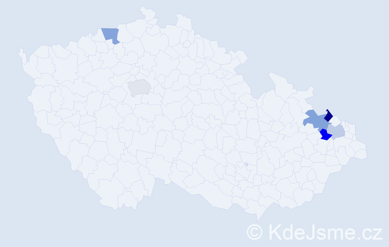 Příjmení: 'Chlánová', počet výskytů 6 v celé ČR