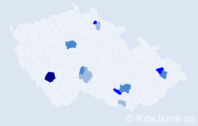 Příjmení: 'Pirek', počet výskytů 26 v celé ČR