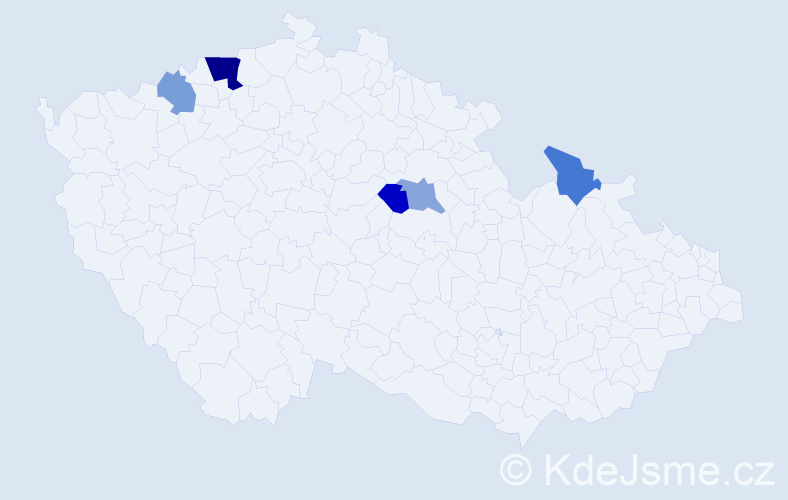 Příjmení: 'Valkóvá', počet výskytů 8 v celé ČR