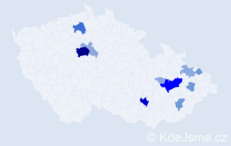 Příjmení: 'Kulísková', počet výskytů 43 v celé ČR
