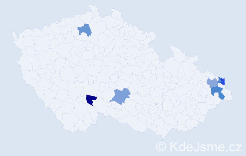 Příjmení: 'Kleberc', počet výskytů 10 v celé ČR