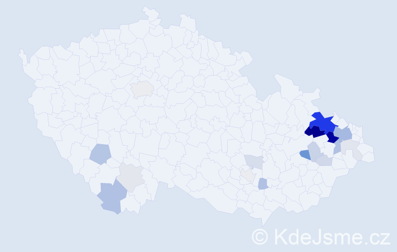 Příjmení: 'Rychtarová', počet výskytů 63 v celé ČR