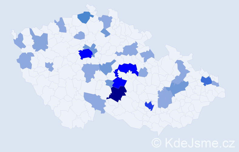 Příjmení: 'Haláková', počet výskytů 83 v celé ČR