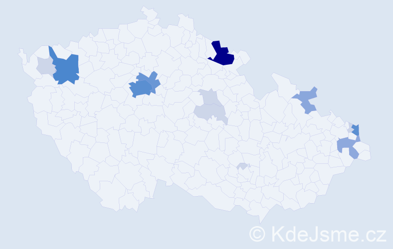 Příjmení: 'Duch', počet výskytů 50 v celé ČR