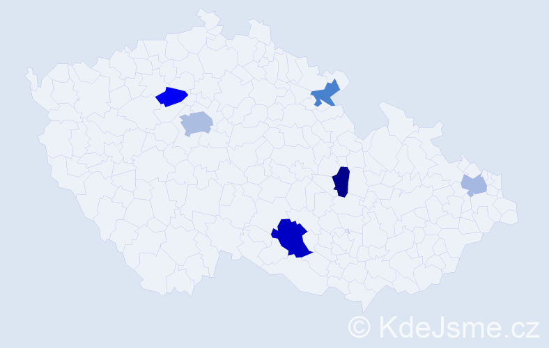 Příjmení: 'Dlabáčová', počet výskytů 9 v celé ČR
