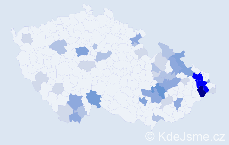 Příjmení: 'Kubaláková', počet výskytů 129 v celé ČR