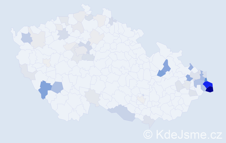 Příjmení: 'Michalik', počet výskytů 174 v celé ČR