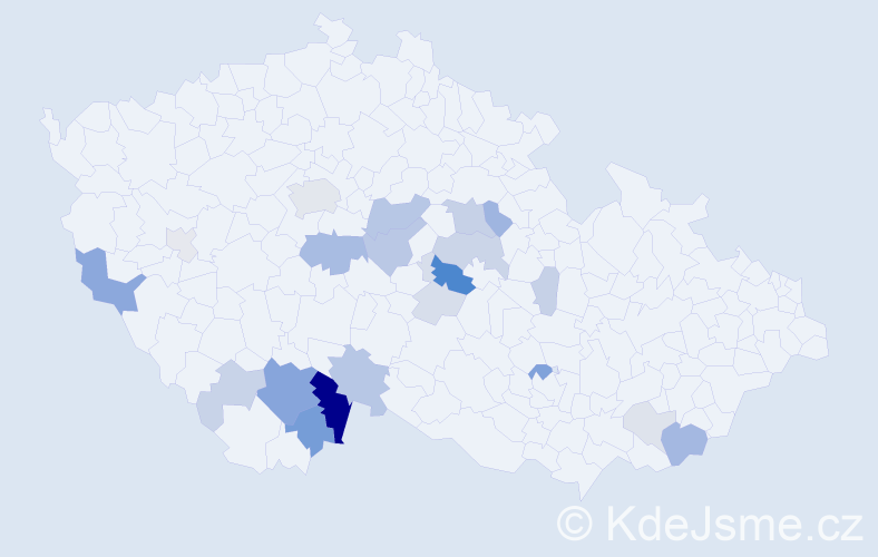 Příjmení: 'Kotil', počet výskytů 59 v celé ČR